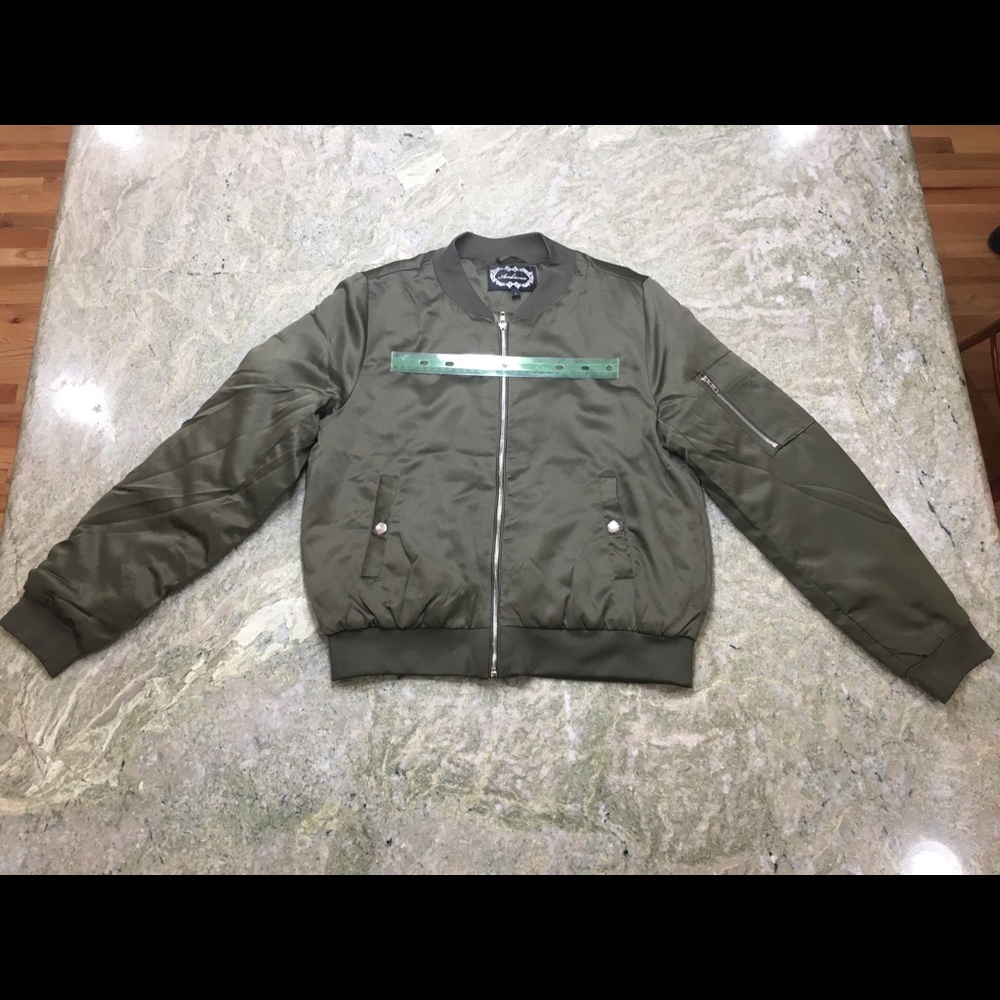 Ambiance terrarium moss satin bomber jacket